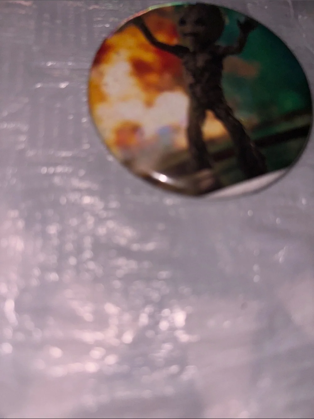 Kids Character Button Pin in Green and Orange - Baby Groot Design